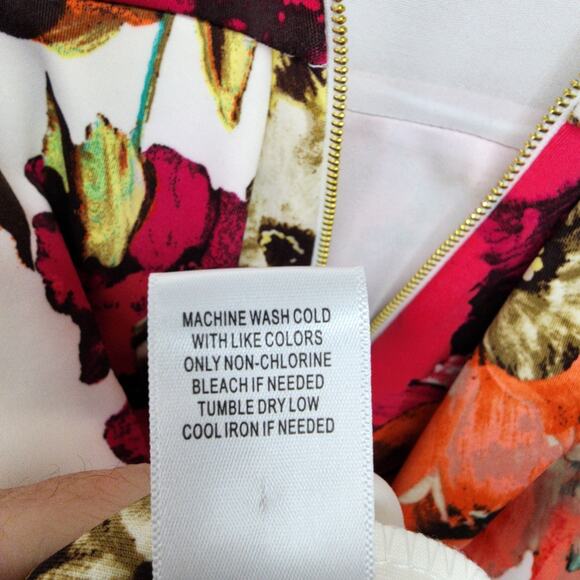 Just Taylor Floral Dress Women 8 NWT Pleated Pockets Gold Zipper Party Flawed - Picture 9 of 14